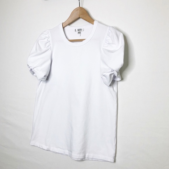 Tyler Boe White round neck, puff sleeve top - Picture 7 of 9